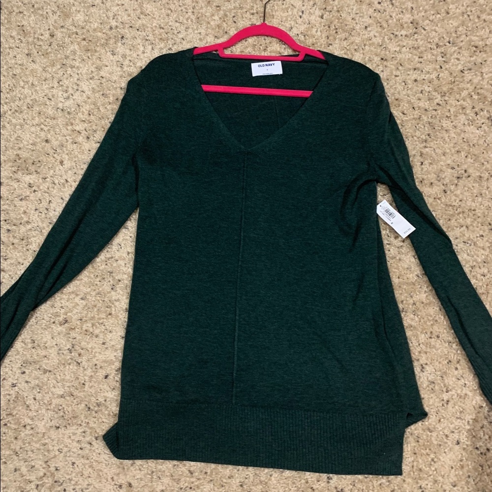 forest green v neck tunic sweater